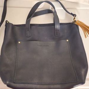 Portland leather dark blue tote